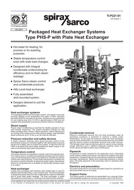 Packaged Heat Exchanger Systems Type PHS-P with ... - Spirax Sarco
