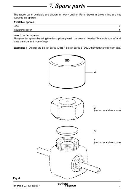 BTD52L Thermodynamic Steam Trap - Spirax Sarco