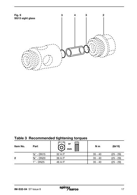 Single and Double Window Sight Glasses and Sight ... - Spirax Sarco