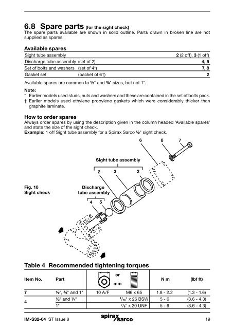 Single and Double Window Sight Glasses and Sight ... - Spirax Sarco