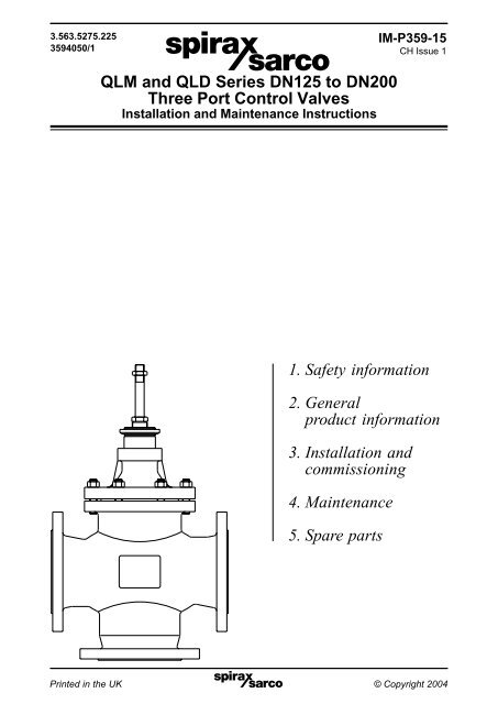 QLM and QLD Series DN125 to DN200 Three Port ... - Spirax Sarco