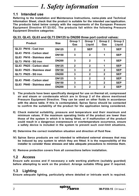 QLM and QLD Series DN125 to DN200 Three Port ... - Spirax Sarco