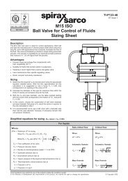 m15 iso ball valve for control of fluids - sizing sheet - Spirax Sarco