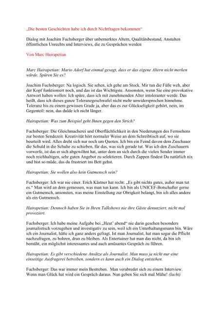 Interview Mit Joachim Fuchsberger Spirit Fanzine Berlin
