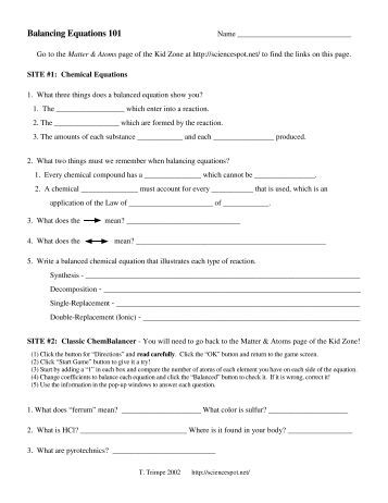 Printables Balancing Equations Practice Worksheet balancing equations practice worksheet science spot intrepidpath the spot