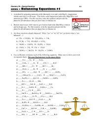 HMWK – Balancing Equations #1