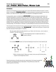 LAB – Polar, Non-Polar, Water Lab