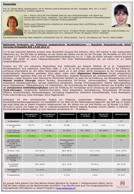 Newsletter Chirurgie OrthopÃ¤die 1/2012 - Spital Oberengadin