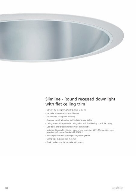 Slimline - Round recessed downlight with flat ceiling trim - Spittler