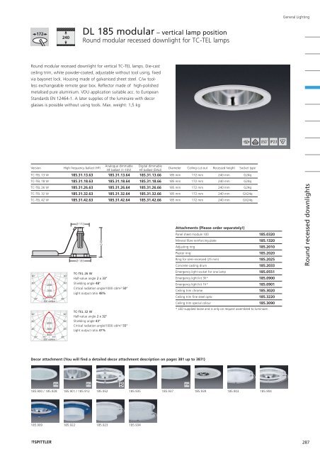 DL 185 modular â vertical lamp position Round modular ... - Spittler