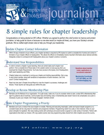 8 simple rules for chapter leadership - Society of Professional ...