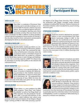 Participant Bios - Society of Professional Journalists