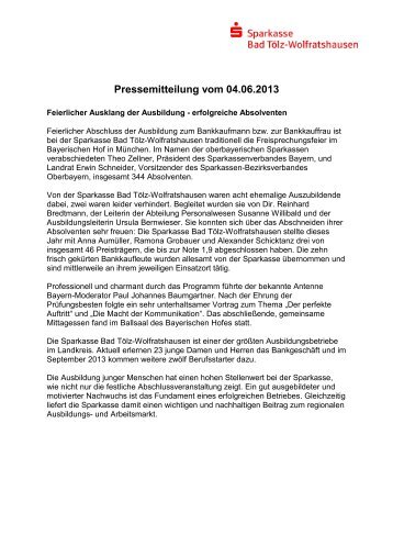 Freisprechungsfeier 2013 - Sparkasse Bad TÃ¶lz-Wolfratshausen