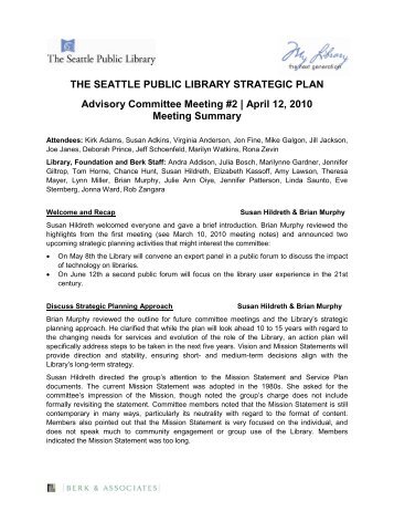 The Seattle Public Library Strategic Plan: Advisory Committee ...