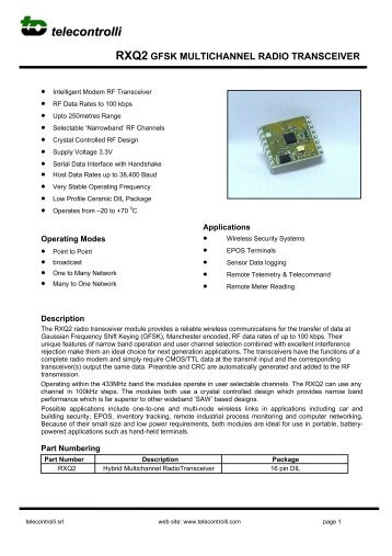 rxq2 gfsk multichannel radio transceiver - Inware Backoffice