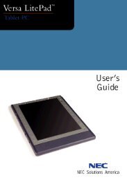 NEC Versa LitePad Tablet PC User's Guide - Support - NEC