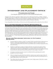 Internship and Placement Office - Valencia College