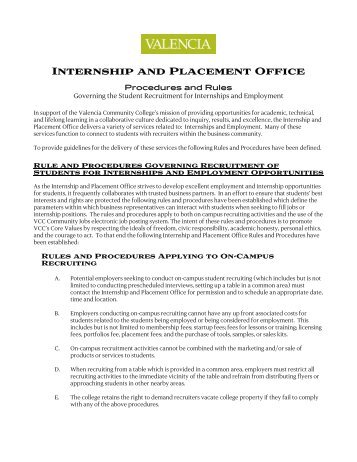 Internship and Placement Office - Valencia College