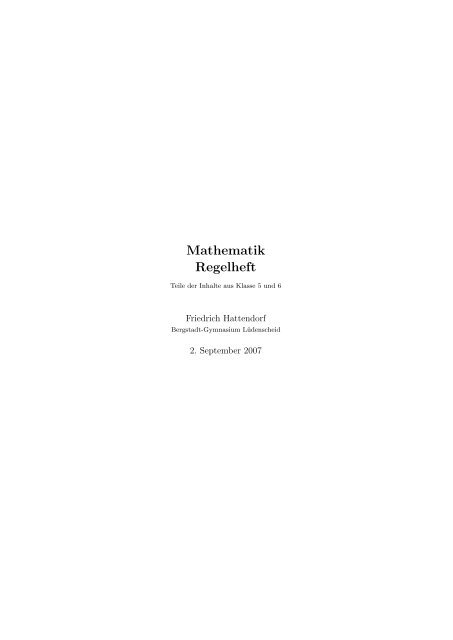 Mathematik Regelheft - Hattendoerfer.de