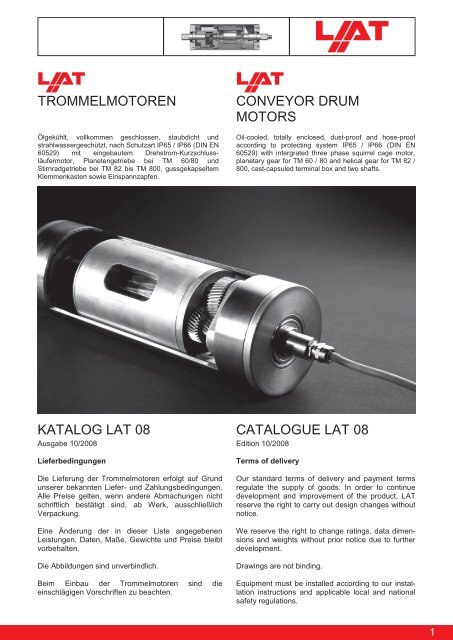 trommelmotoren conveyor drum motors katalog lat 08 catalogue lat 08