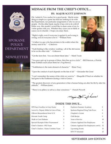 September 2009 Edition Spokane Police Department Newsletter