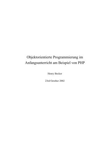 Objektorientierte Programmierung im Anfangsunterricht ... - S. Spolwig