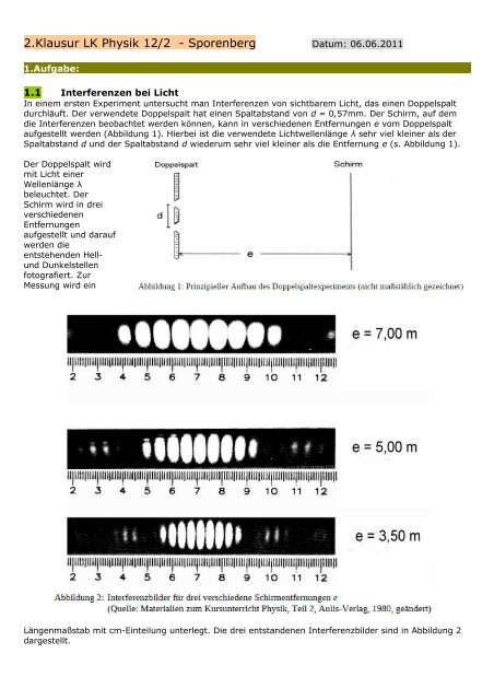 2.Klausur LK Physik 12/2 - Sporenberg