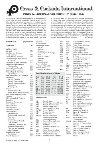 CCI Journal collected indexes 1-36 - Cross and Cockade International