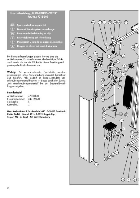 Montageanleitung „MULTI–FITNESS–CENTER” - Sport-Thieme