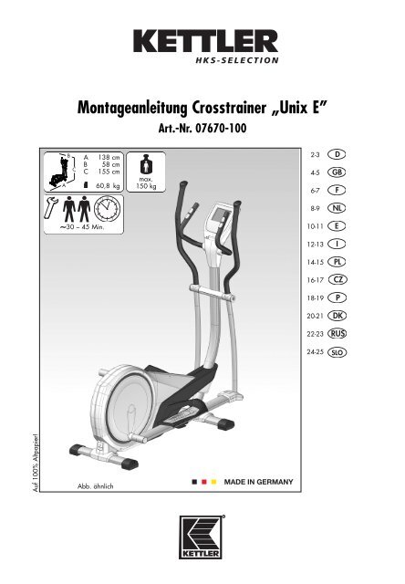 Montageanleitung Crosstrainer „Unix E” - Sport-Thieme