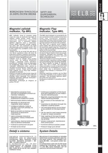 Magnetni zalistak indikator, Tip MKL Magnetic Flap Indicator, Type ...