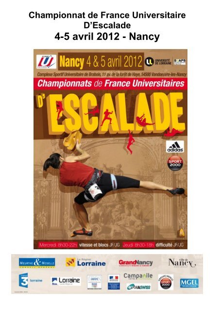Championnat de France Universitaire d'Escalade - FÃ©dÃ©ration ...