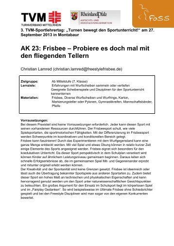 AK 23: Frisbee – Probiere es doch mal mit den fliegenden Tellern