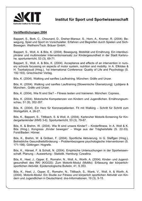 Jahr 2004 - Institut fÃ¼r Sport und Sportwissenschaft