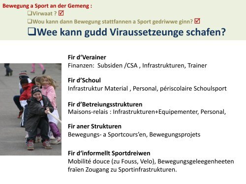 Bewegung a Sport an der Gemeng - Sports .lu