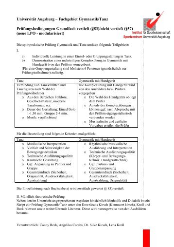 Gymnastik und Tanz Examen vertieft / nicht vertieft - Sportzentrum ...