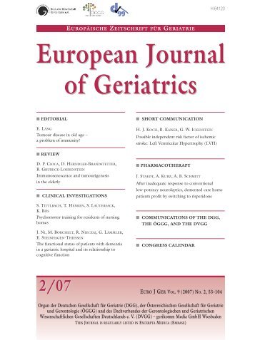 European Journal of Geriatrics European Journal of Geriatrics