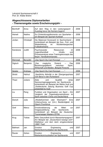 Diplomarbeiten ab 2006 - Institut fÃ¼r Sportwissenschaft der ...