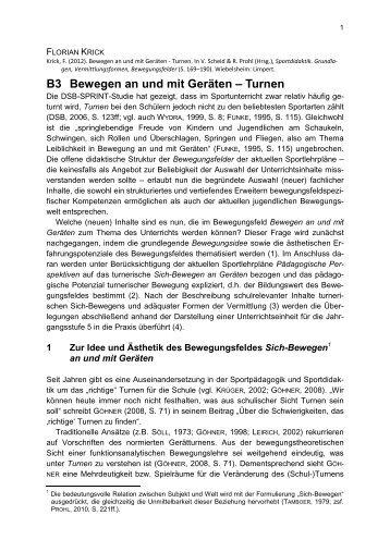 B3 Bewegen an und mit GerÃ¤ten â Turnen - Institut fÃ¼r ...