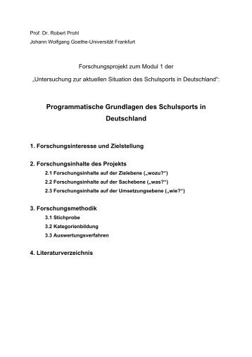 Programmatische Grundlagen des Schulsports in Deutschland