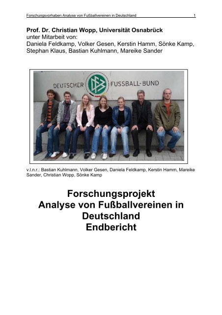 Forschungsprojekt Analyse Von Fußballvereinen In Deutschland