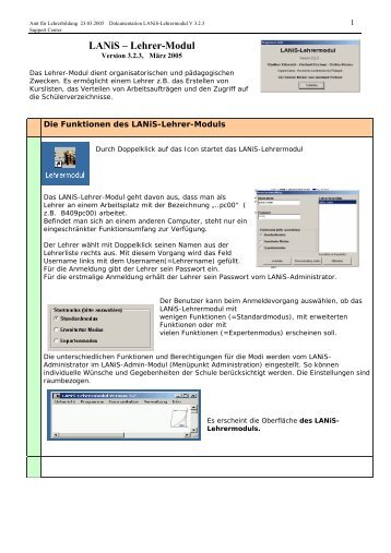 LANiS â Lehrer-Modul