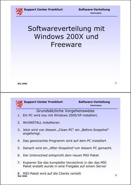 Softwareverteilung mit Windows 200X und Freeware