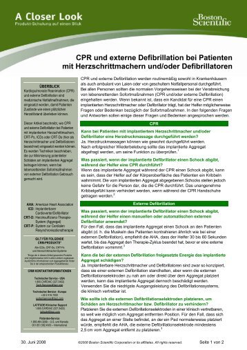 CPR und externe Defibrillation bei Patienten mit ... - Boston Scientific