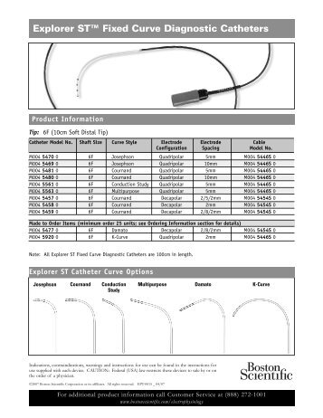 Explorer STâ¢ Fixed Curve Diagnostic Catheters - Boston Scientific