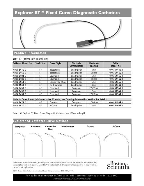 Explorer STâ„¢ Fixed Curve Diagnostic Catheters - Boston