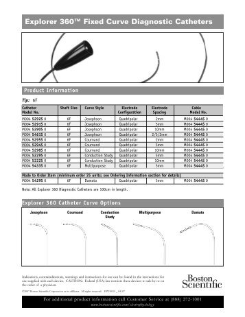 For product ordering information, download spec ... - Boston Scientific