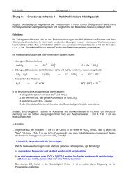 Ãbung 9: Grundwasserchemie II â Kalk-KohlensÃ¤ure-Gleichgewicht