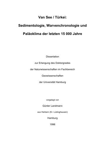 Van See/TÃ¼rkei: Sedimentologie, Warvenchronologie und regionale ...