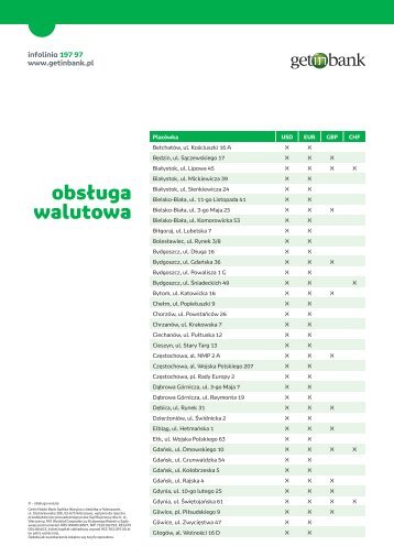 obsÅuga walutowa - Getin Bank